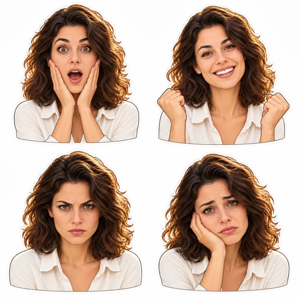 Criar um pack de 4 stickers de emoções